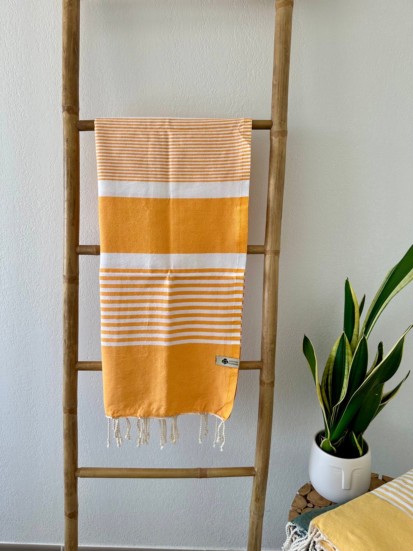 Fouta 100x200 cm Tissage plat - Jaune foncé