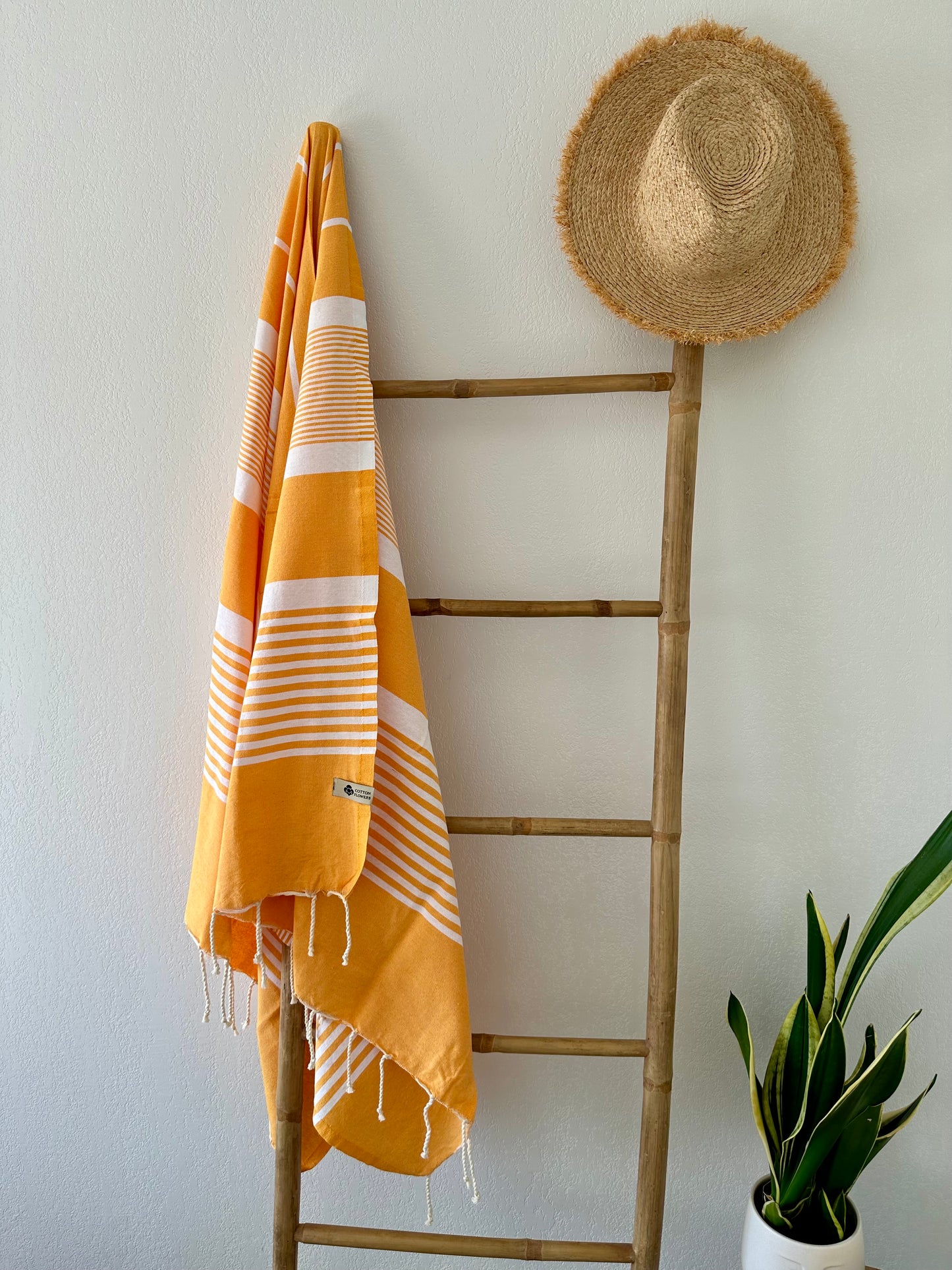 Fouta 100x200 cm Tissage plat - Jaune foncé