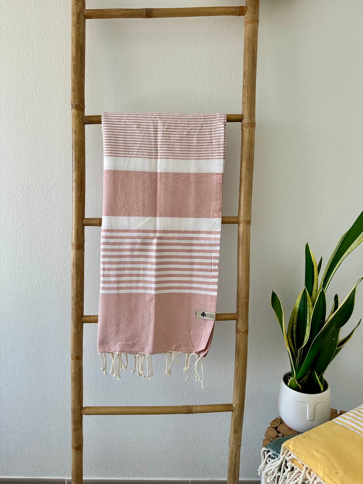 Fouta 100x200 cm Tissage plat - Rose poudré