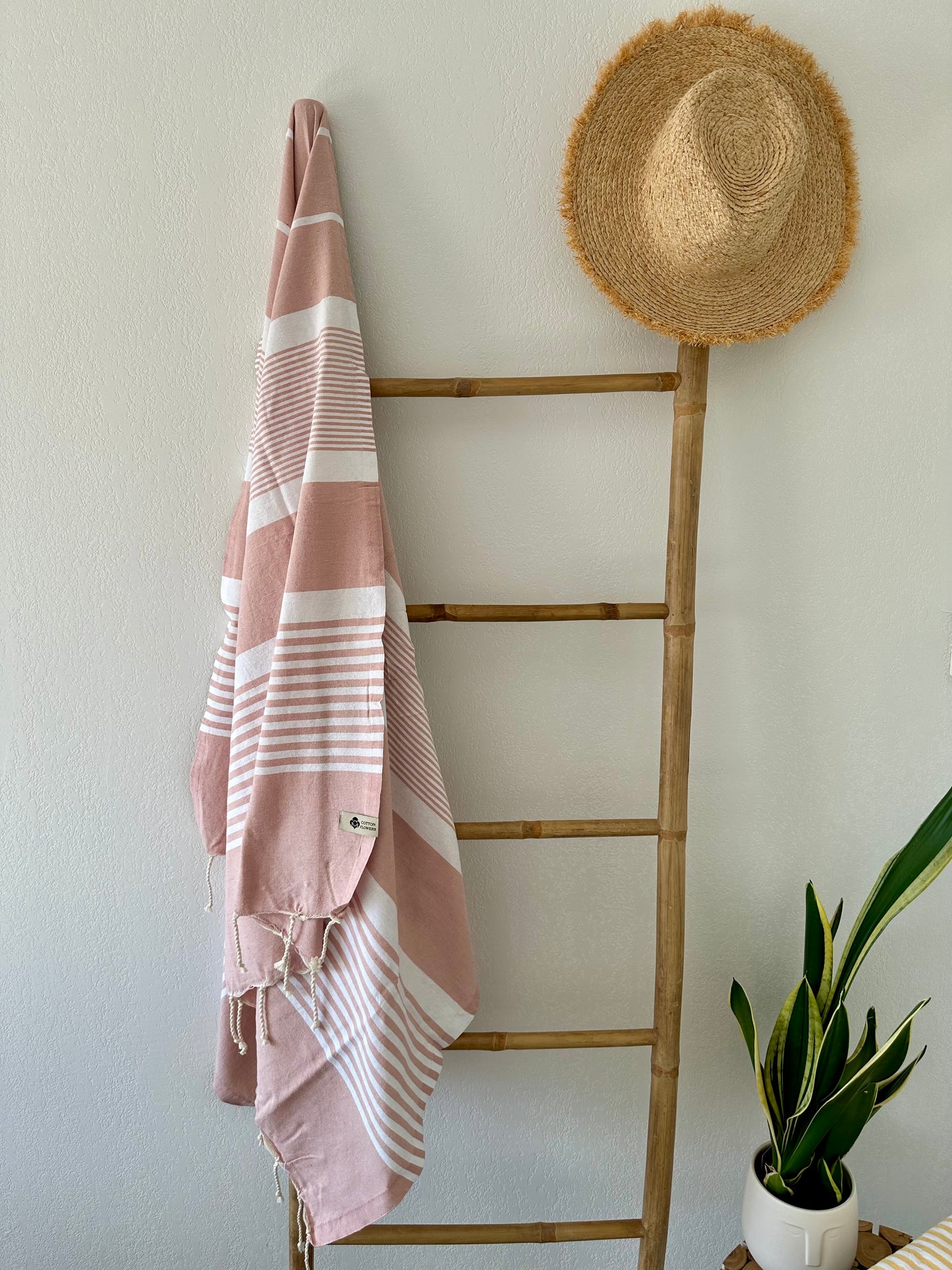 Fouta 100x200 cm Tissage plat - Rose poudré