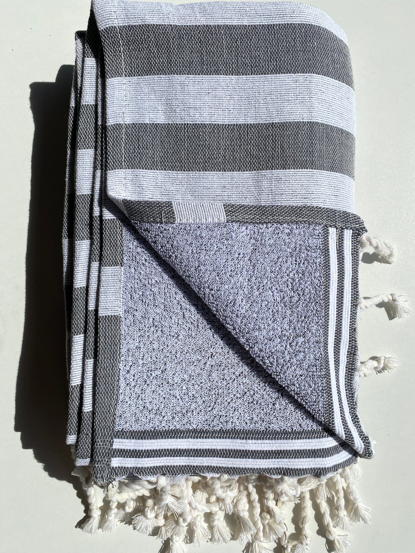 Fouta 100x200 cm Doublée éponge - Gris Foncé