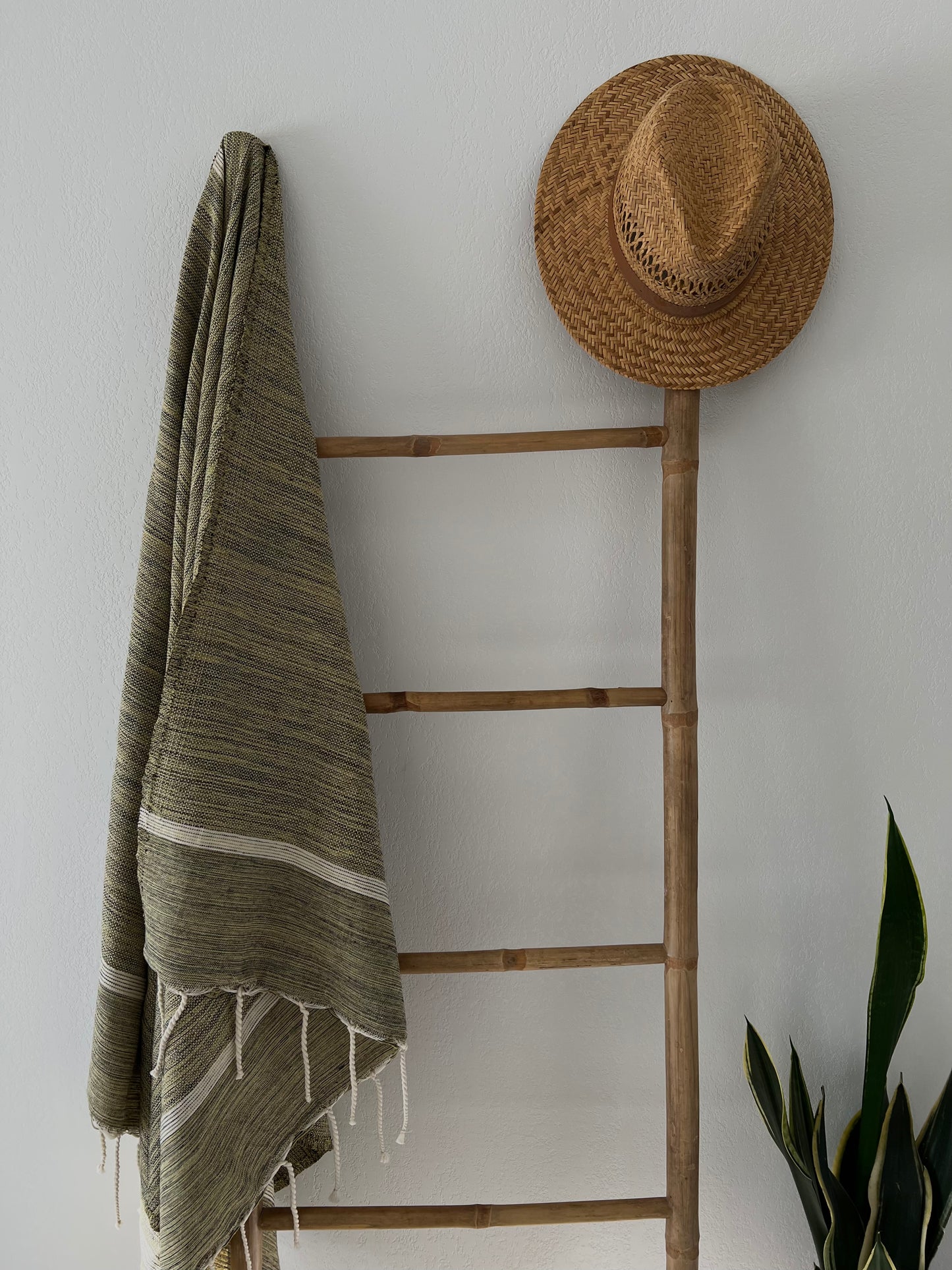 Fouta 100x200 cm Tissage Natté - Vert olive