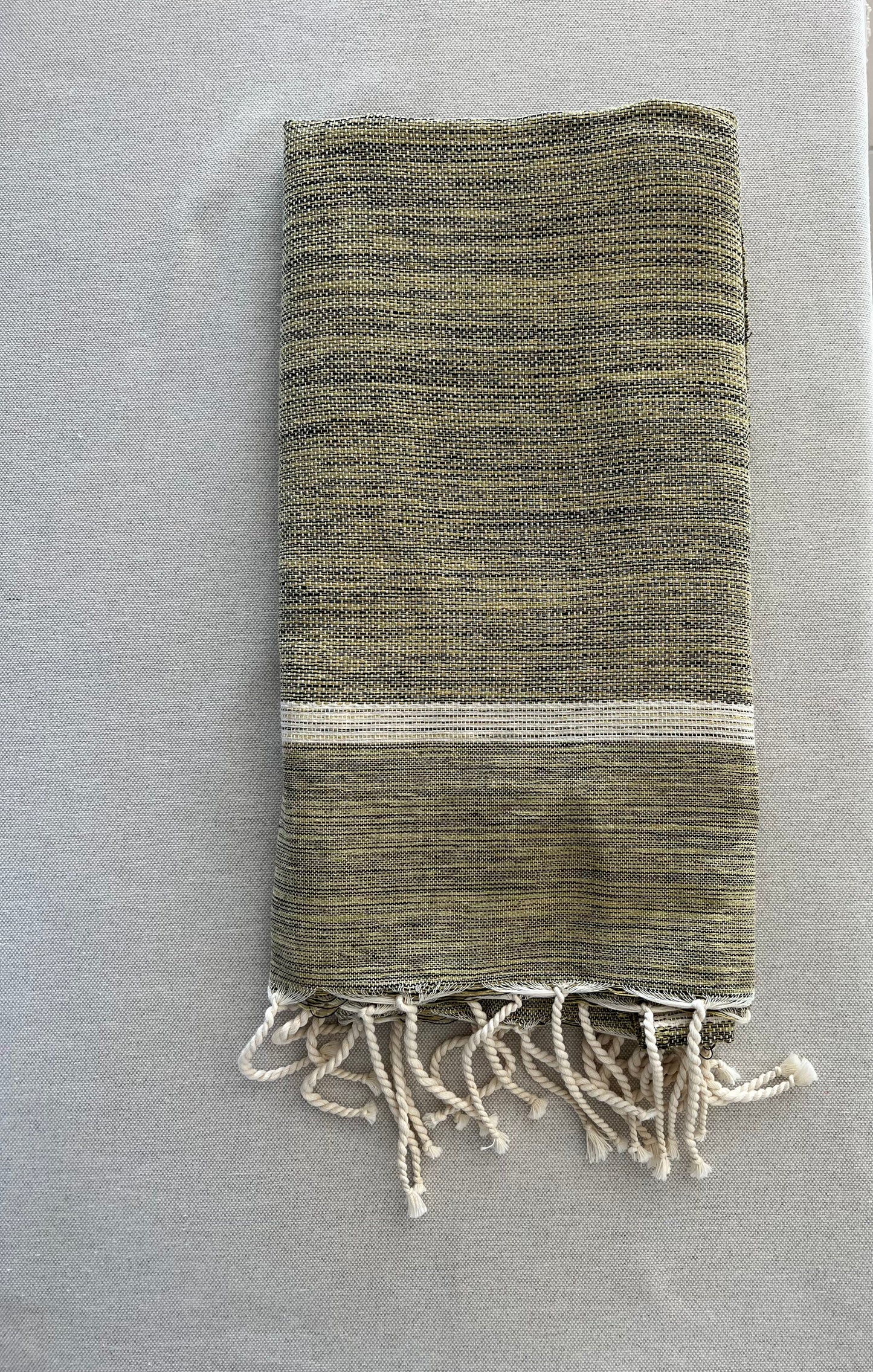 Fouta 100x200 cm Tissage Natté - Vert olive
