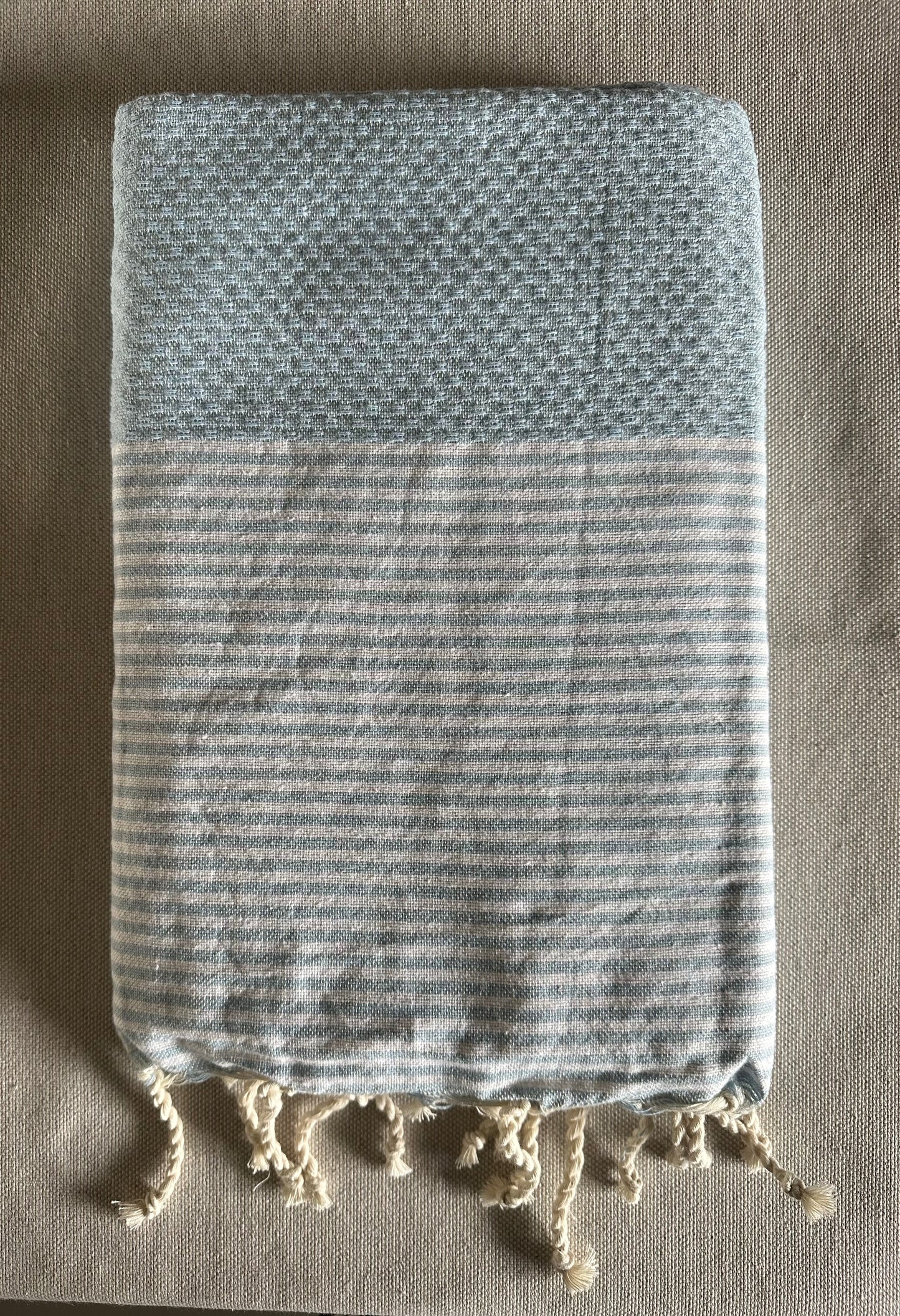 Fouta 100x200 cm Tissage nid d'abeille - Bleu ciel