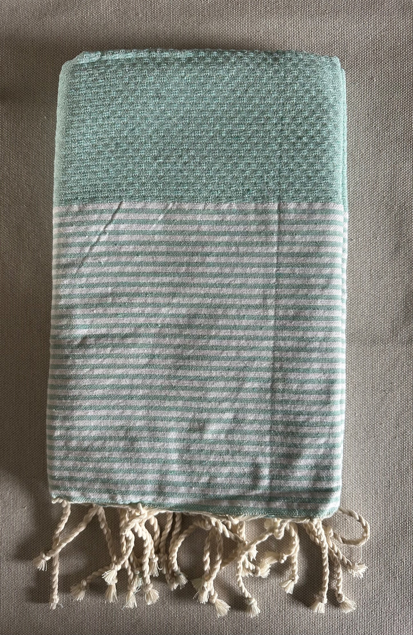 Fouta 100x200 cm Tissage nid d'abeille - Vert d'eau