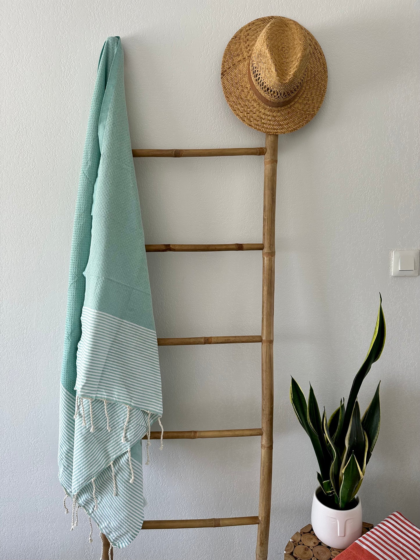 Fouta 100x200 cm Tissage nid d'abeille - Vert d'eau