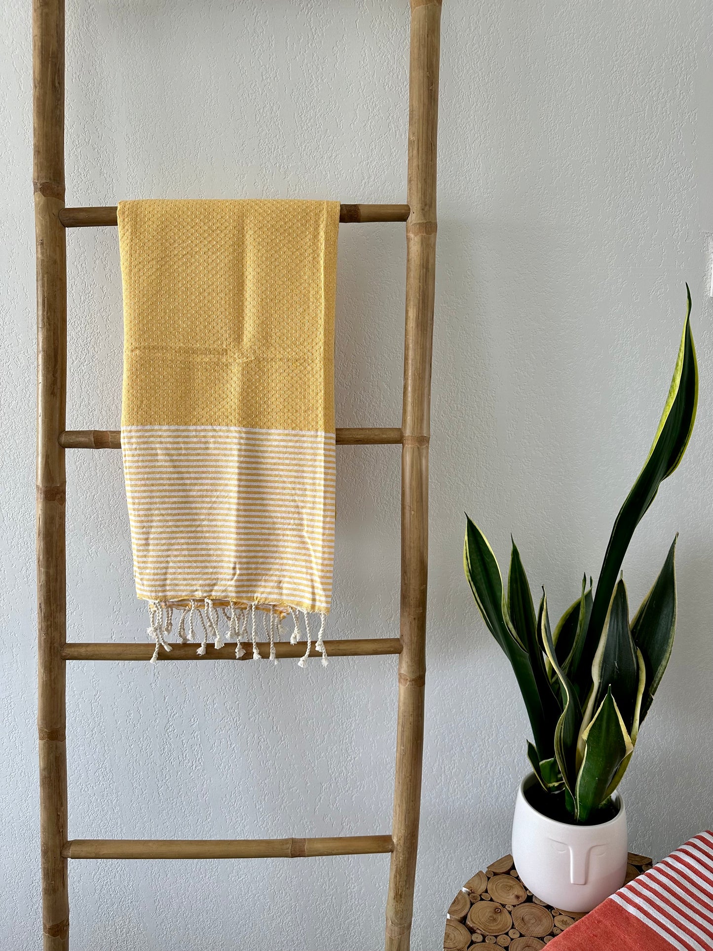 Fouta 100x200 cm Tissage nid d'abeille - Jaune