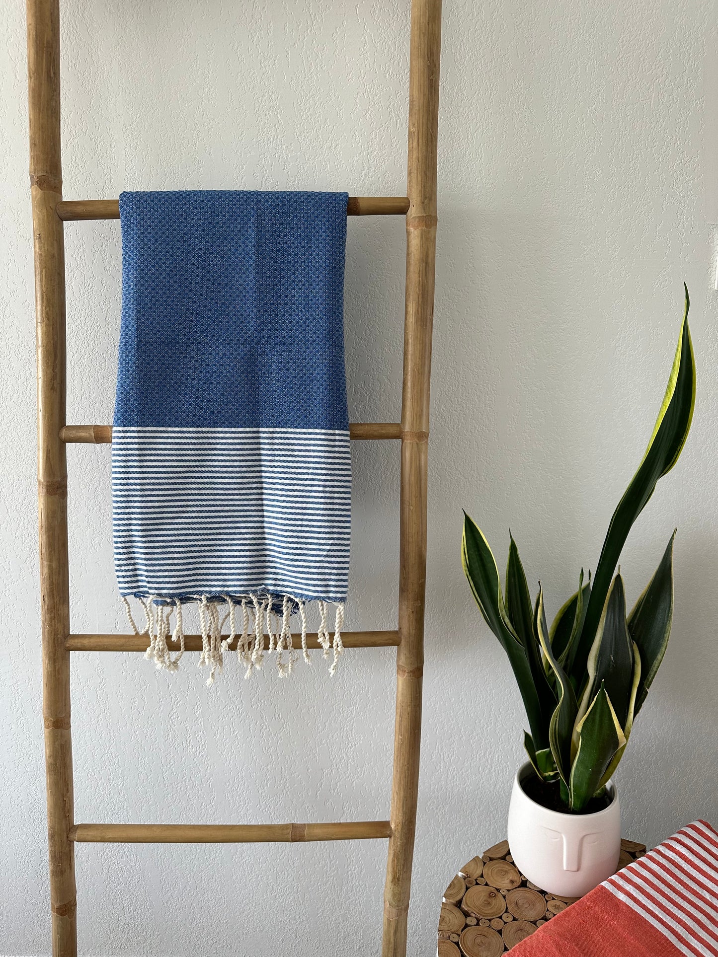 Fouta 100x200 cm Tissage Nid d'abeille - Bleu roi