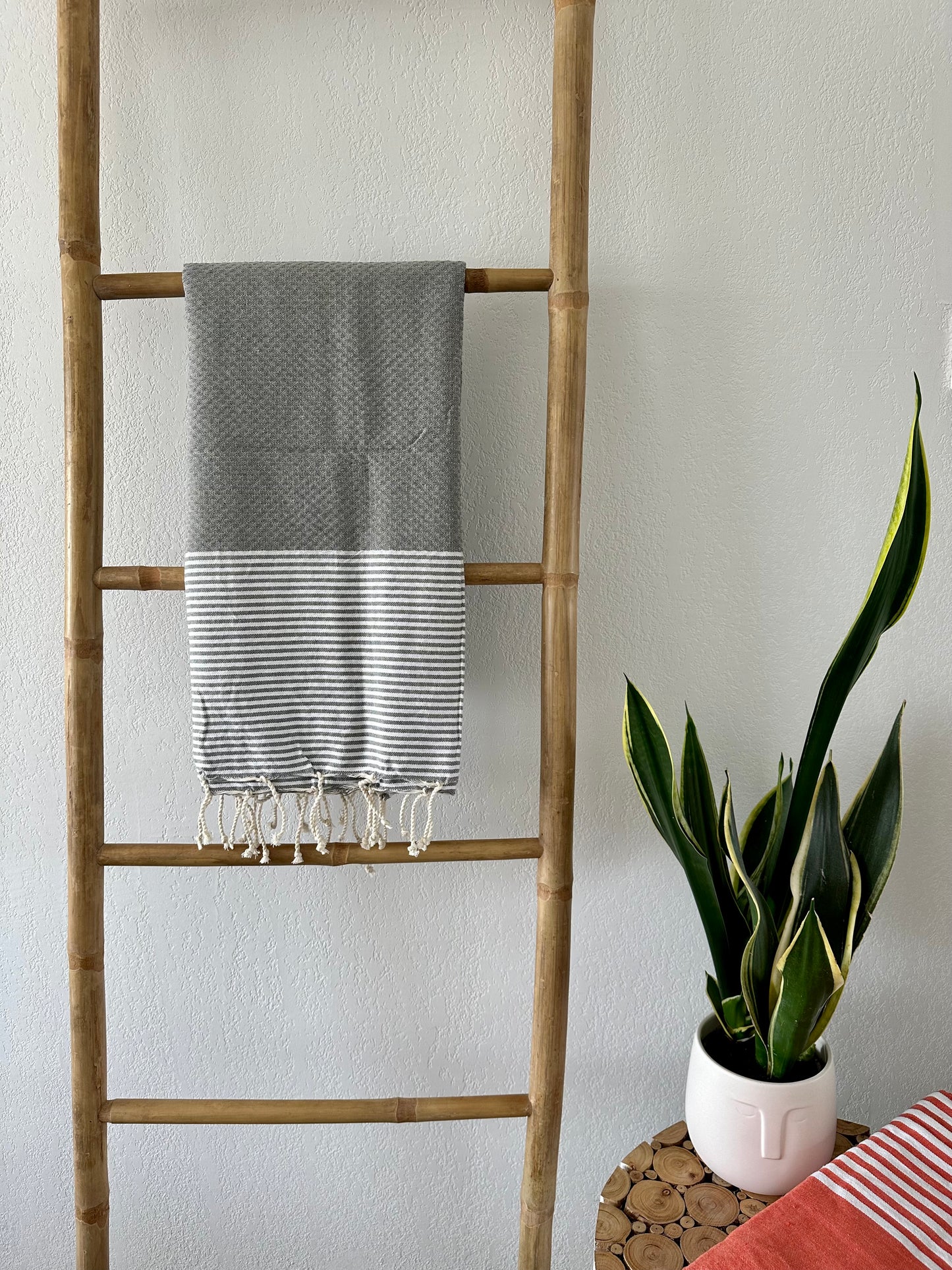 Fouta 100x200 cm Tissage Nid d'abeille - Gris foncé