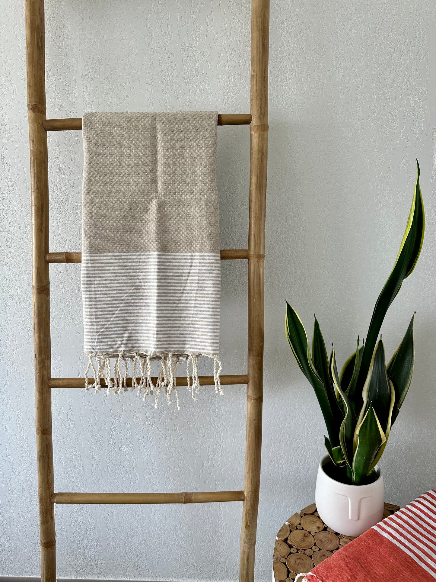 Fouta 100x200 cm Tissage nid d'abeille - Beige