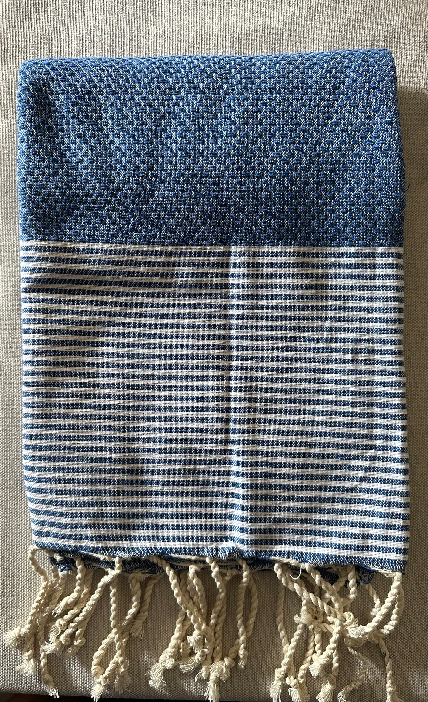 Fouta 100x200 cm Tissage Nid d'abeille - Bleu roi