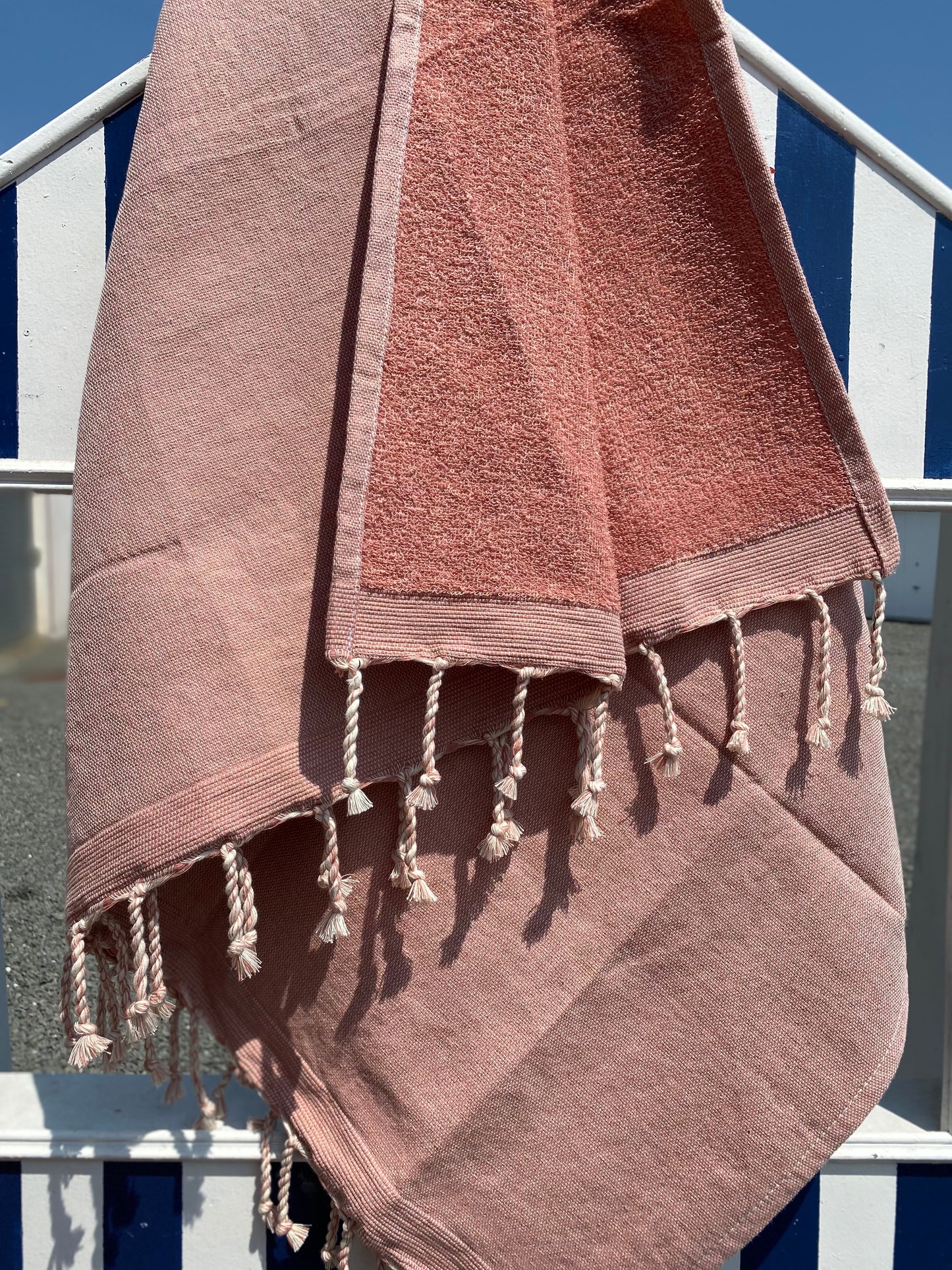 Fouta 100x200 cm Doublée éponge - Rose poudré