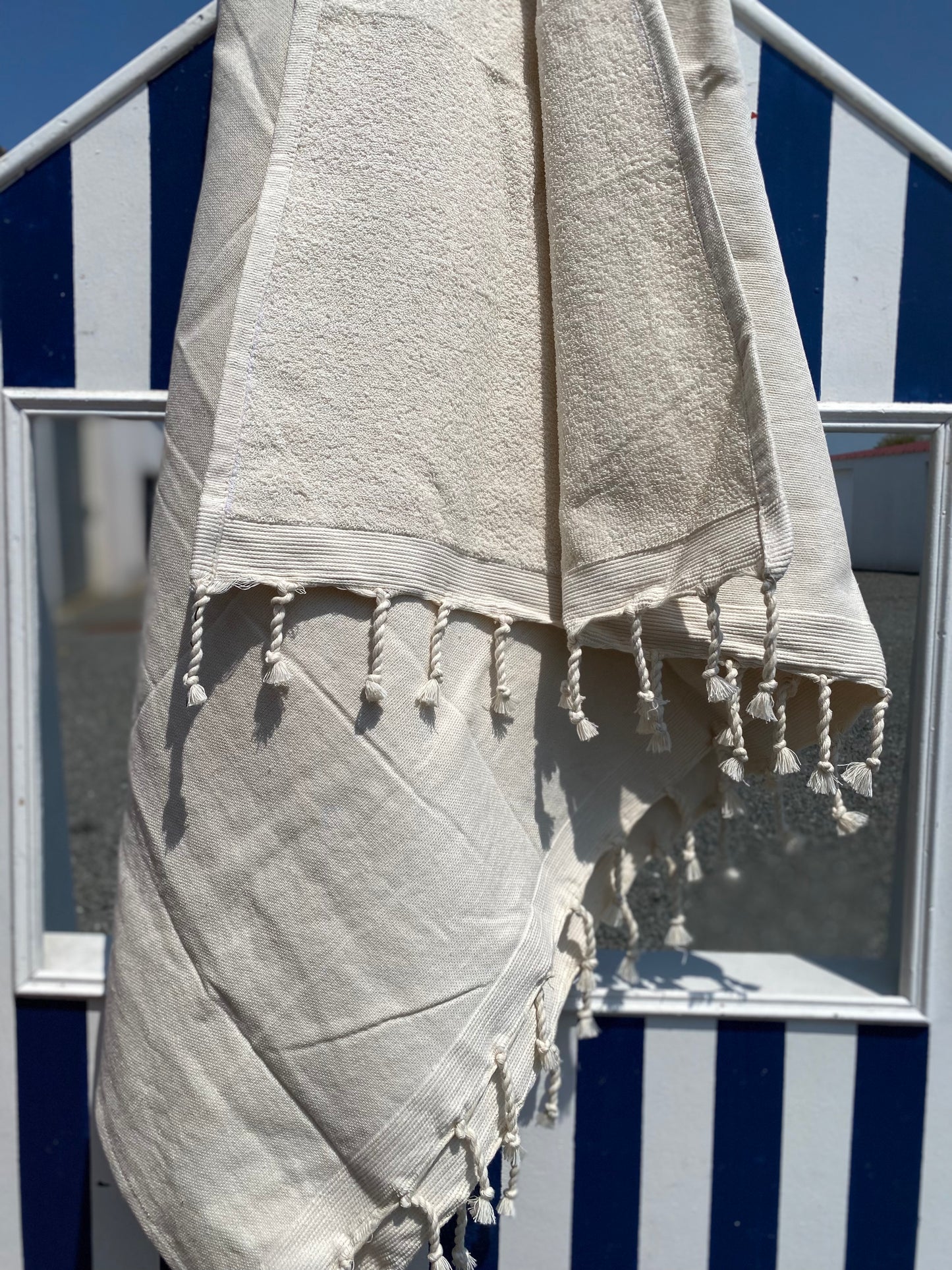Fouta 100x200 cm Doublée éponge - Blanc écru