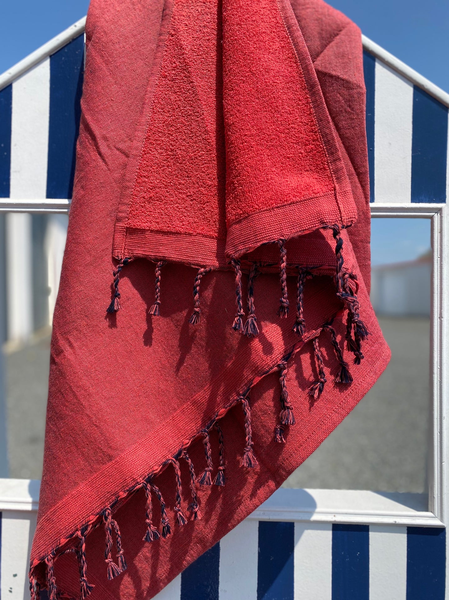 Fouta 100x200 cm Doublée éponge - Rouge