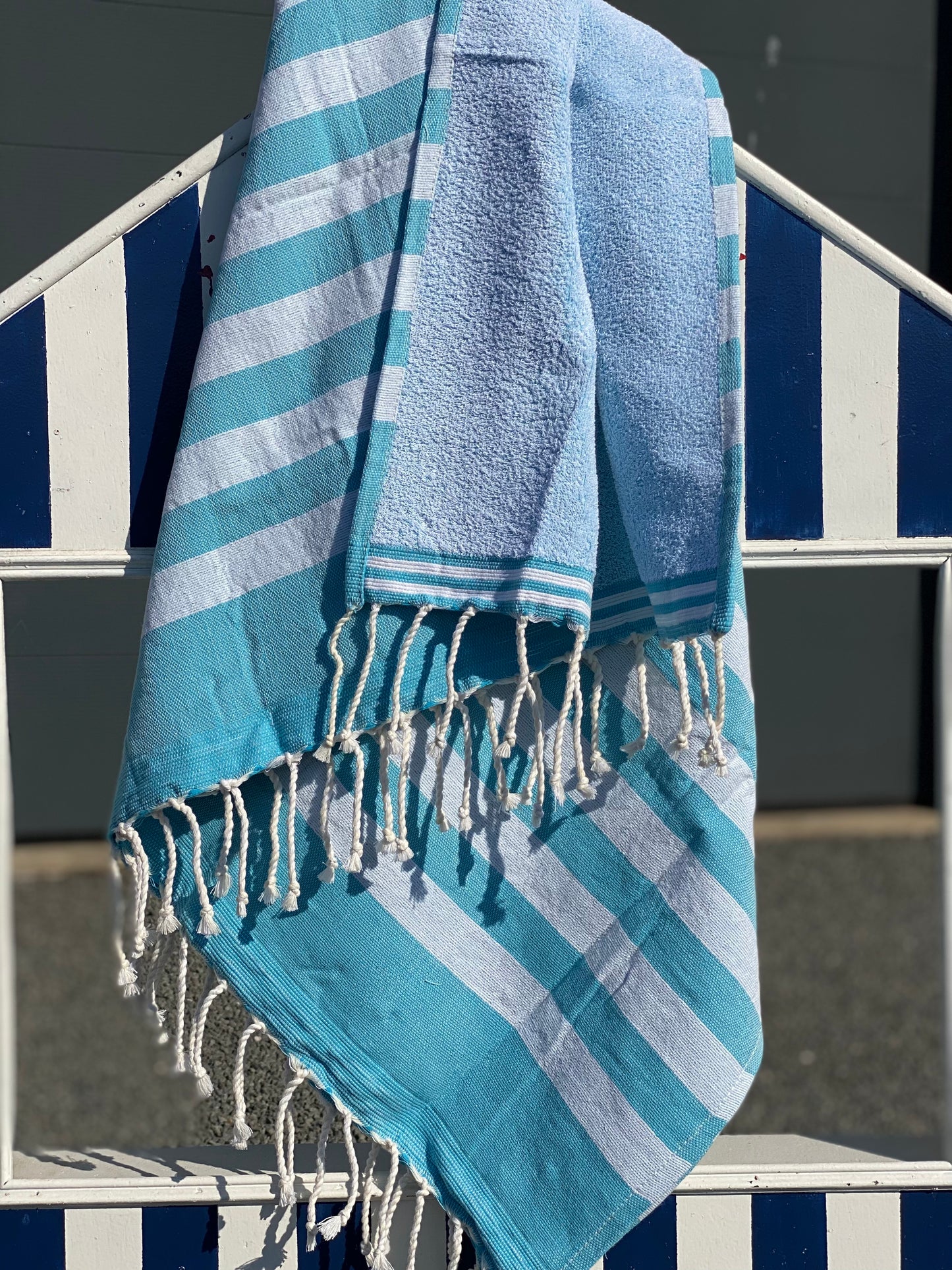 Fouta 100x200 cm Doublée éponge - Bleu Turquoise