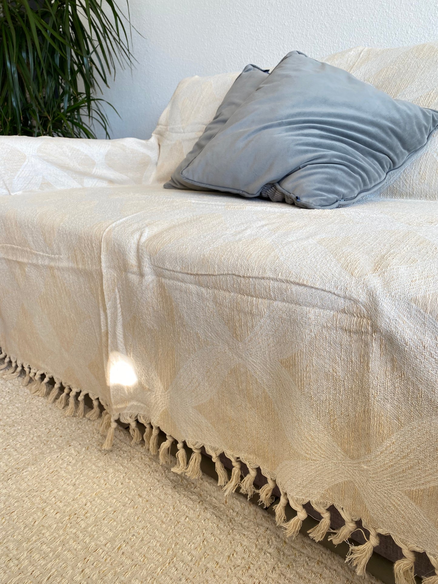 Jeté de lit/canapé XXL Double face Beige