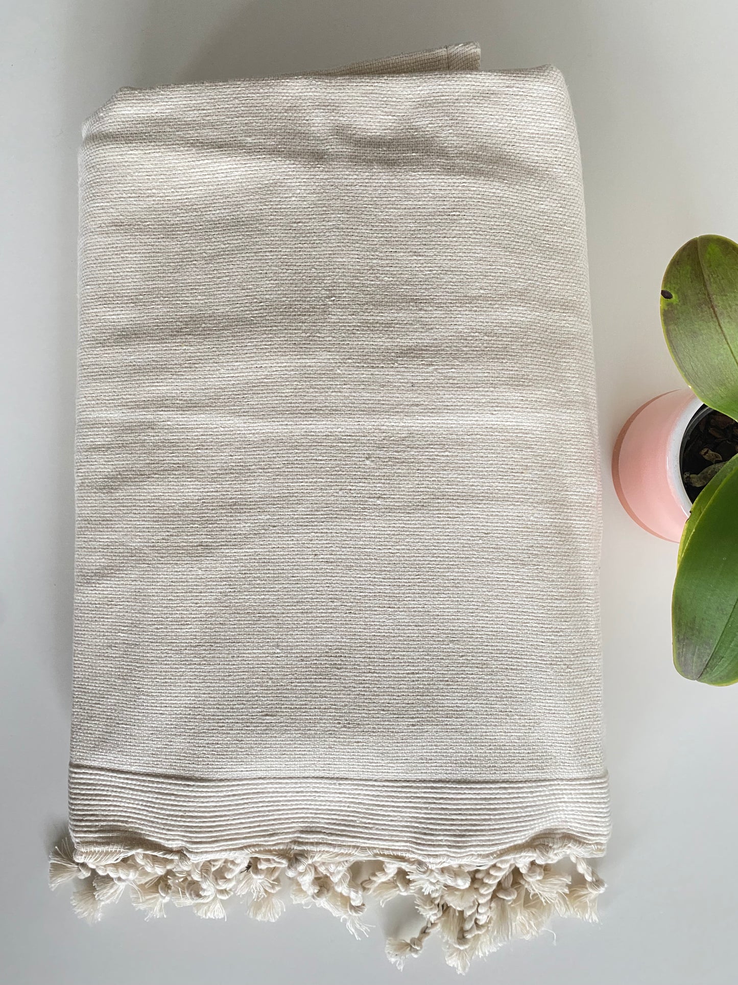 Fouta 100x200 cm Doublée éponge - Blanc écru