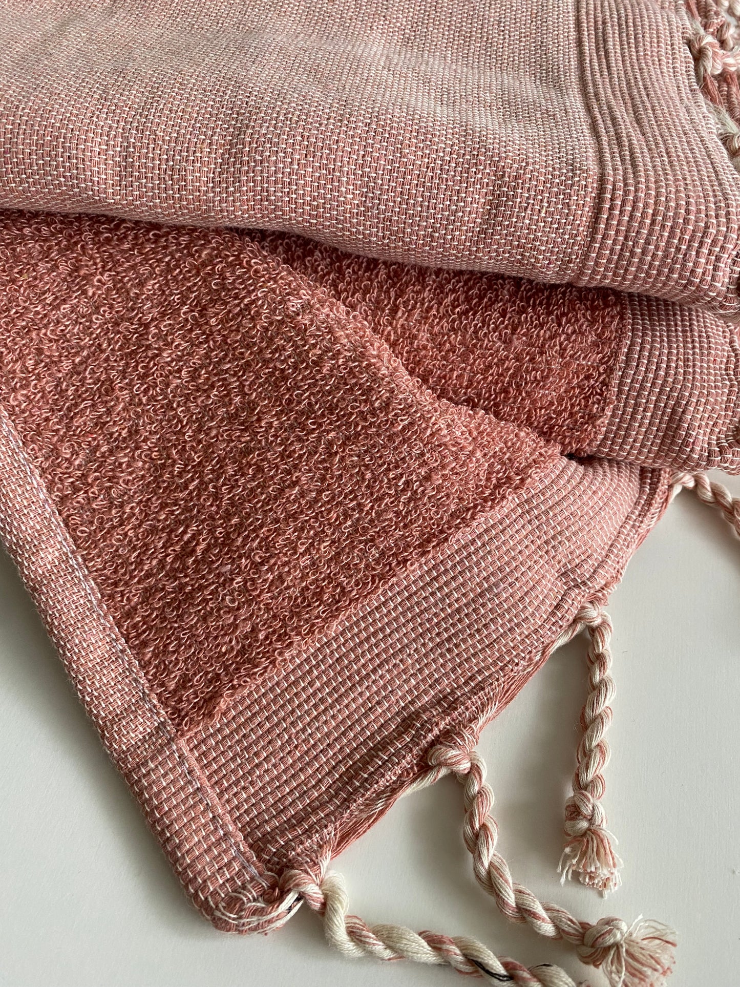Fouta 100x200 cm Doublée éponge - Rose poudré