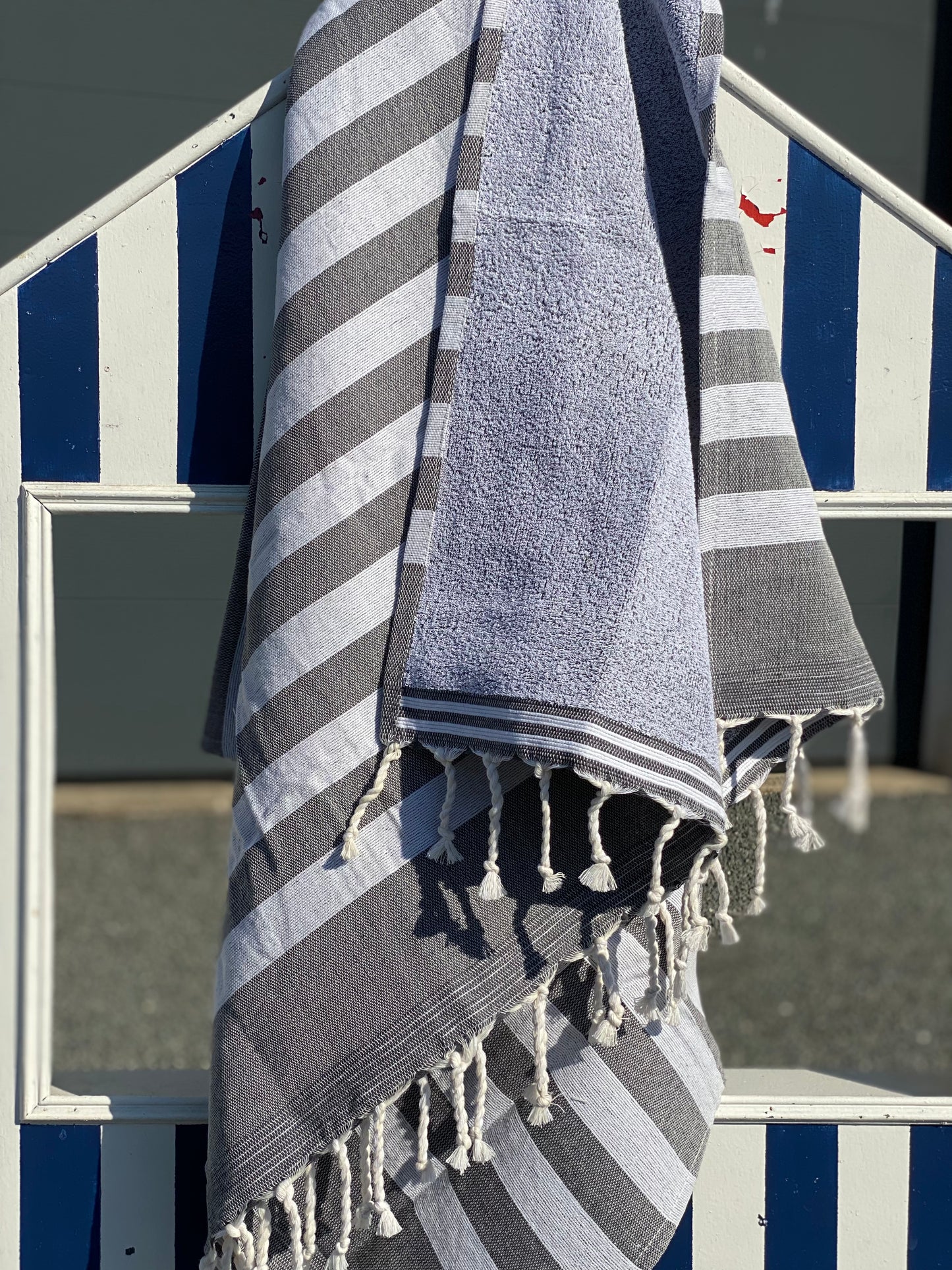 Fouta 100x200 cm Doublée éponge - Gris Foncé