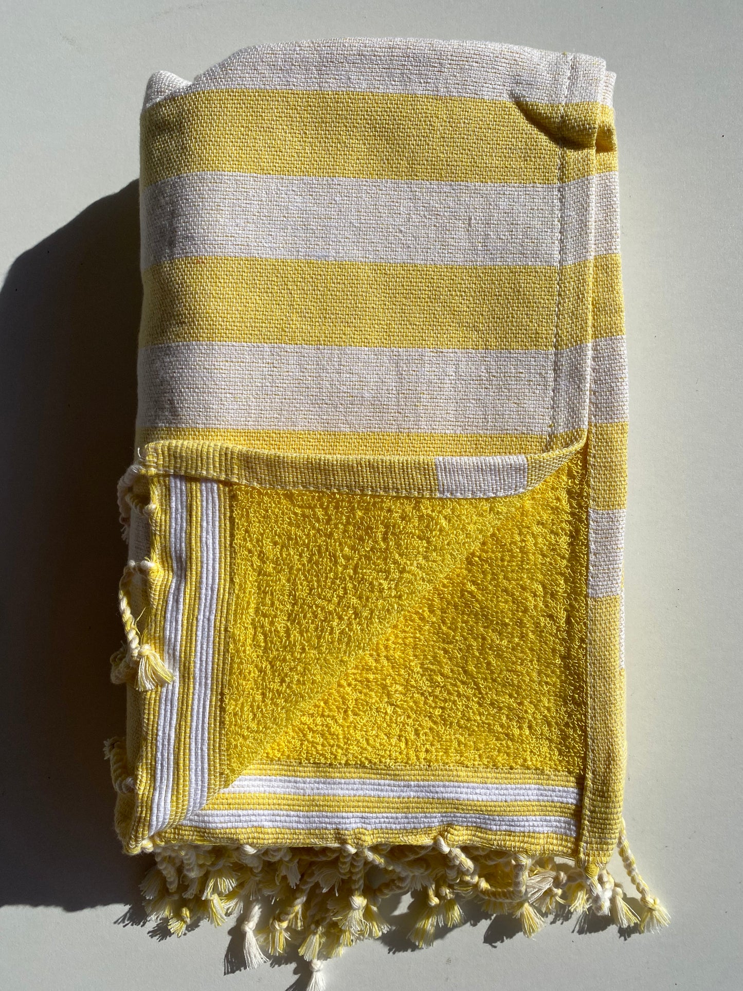 Fouta 100x200 cm Doublée éponge - Jaune
