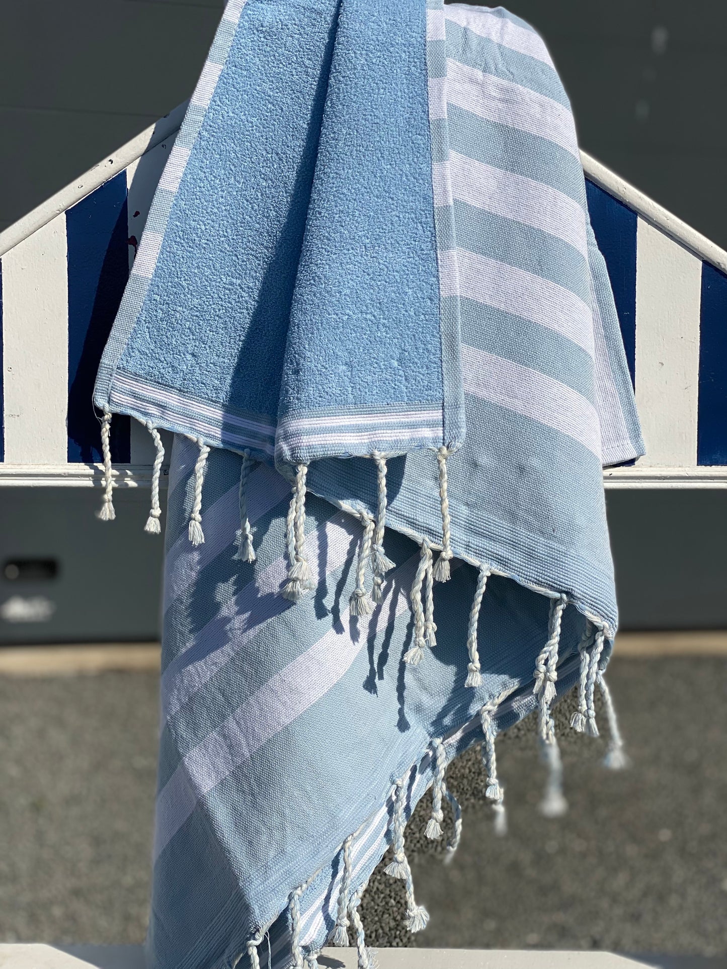 Fouta 100x200 cm Doublée éponge - Bleu ciel