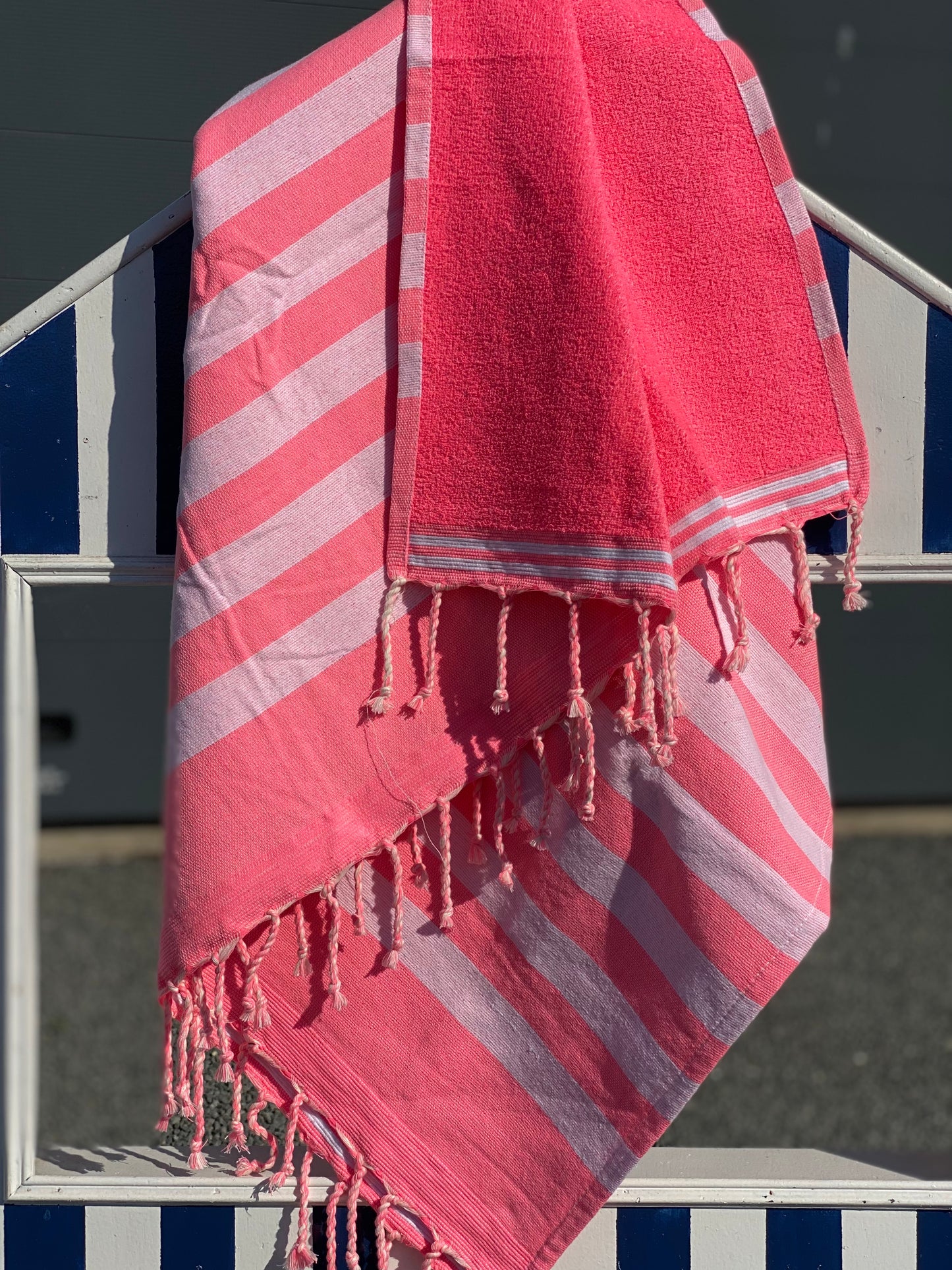 Fouta 100x200 cm Doublée éponge - Rose Fluo