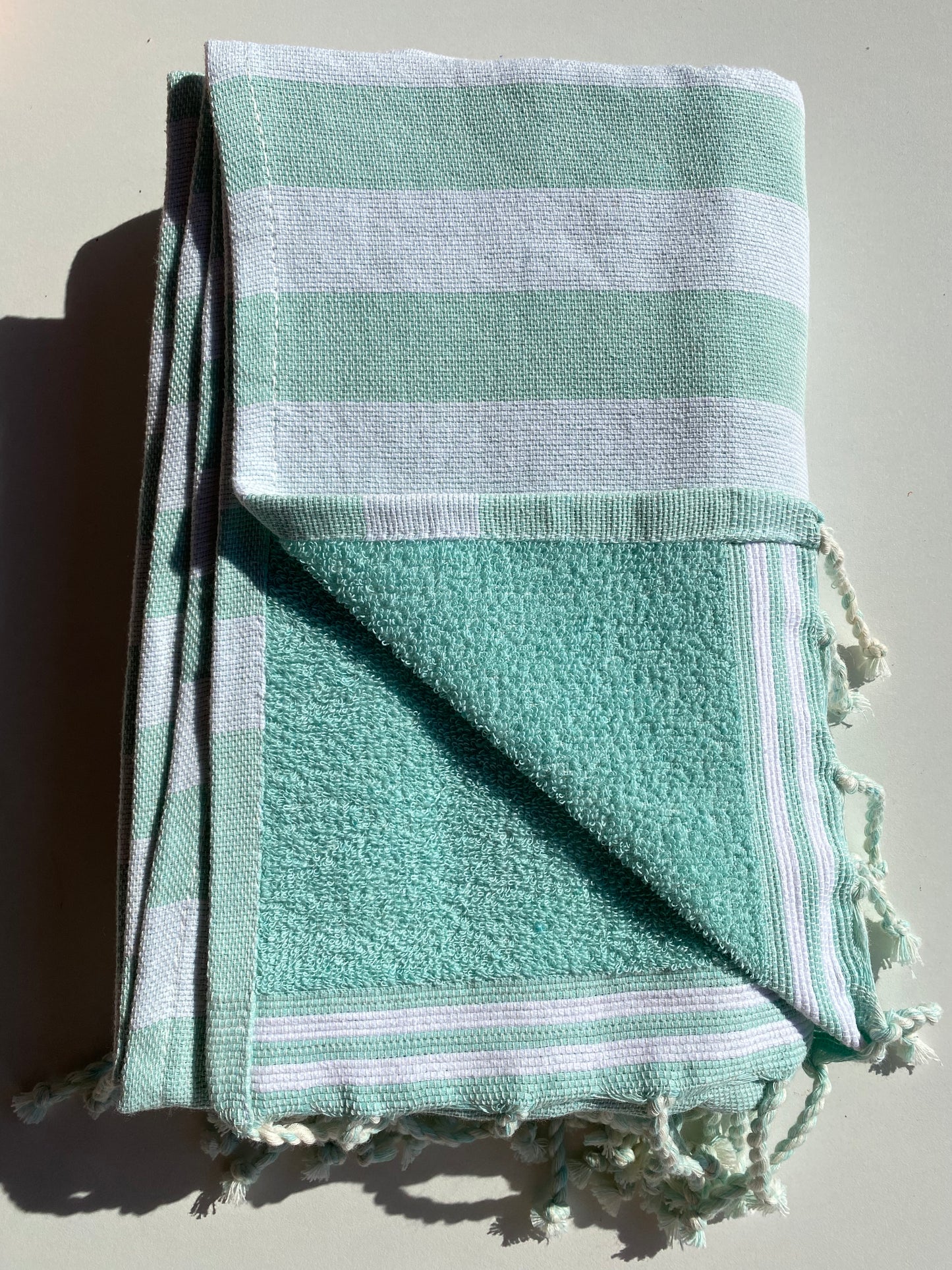 Fouta 100x200 cm Doublée éponge - Vert d'eau