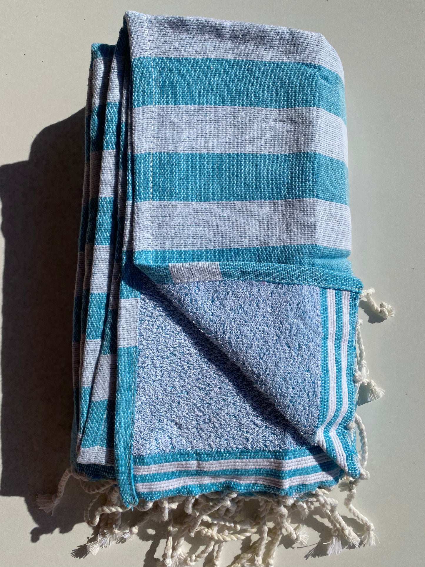 Fouta 100x200 cm Doublée éponge - Bleu Turquoise