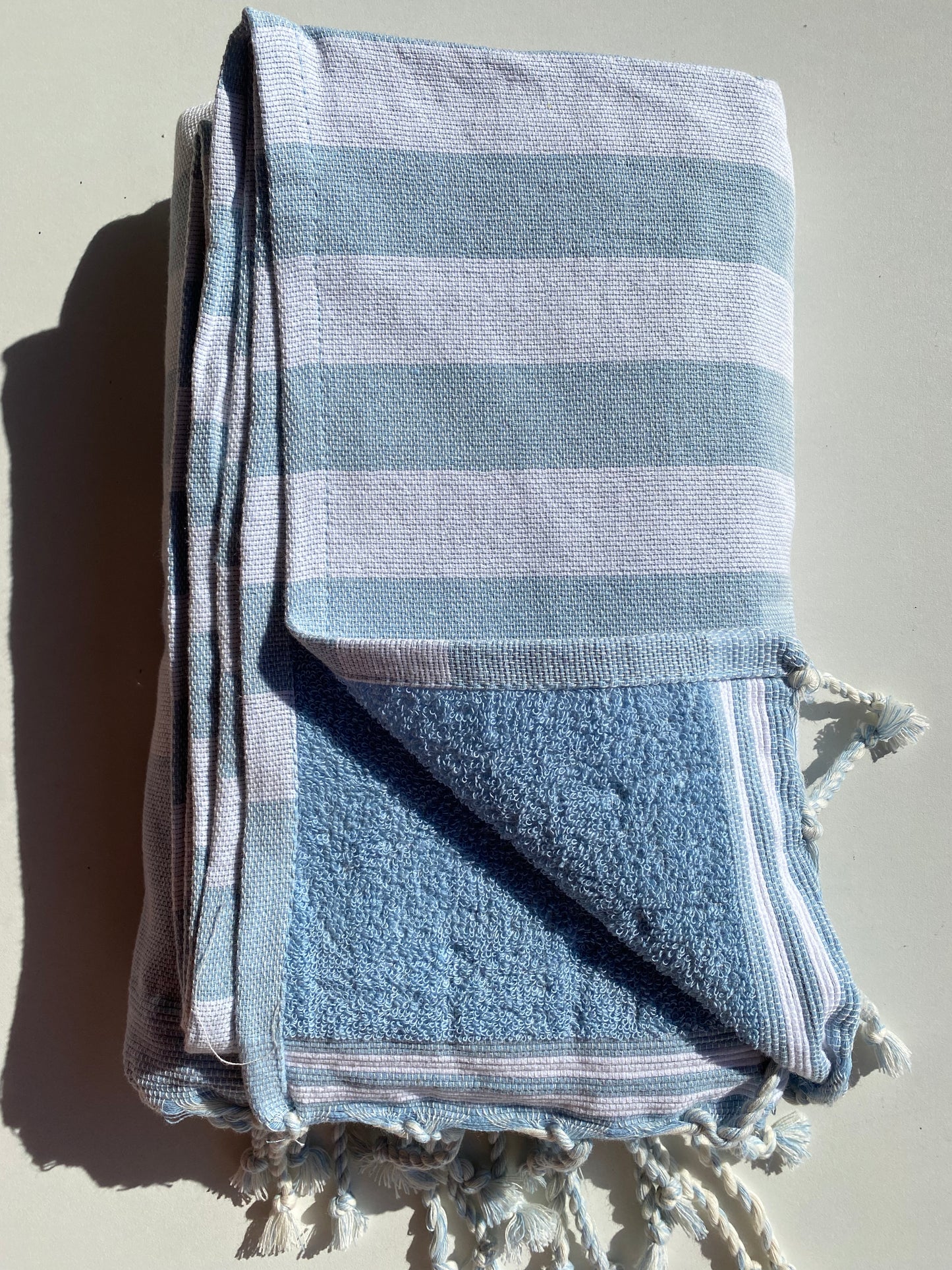 Fouta 100x200 cm Doublée éponge - Bleu ciel