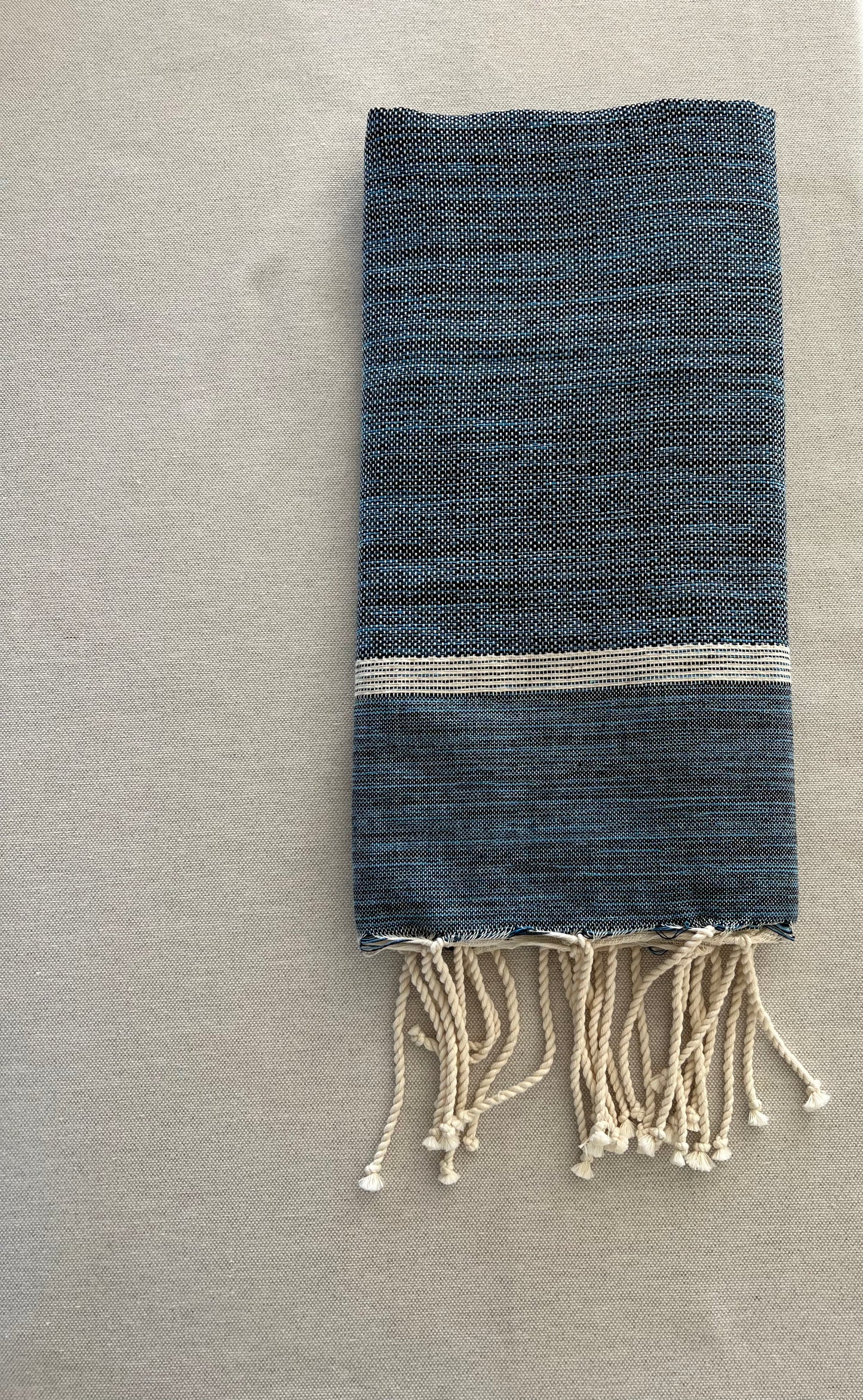 Fouta 100x200 cm Tissage Natté - Bleu Foncé