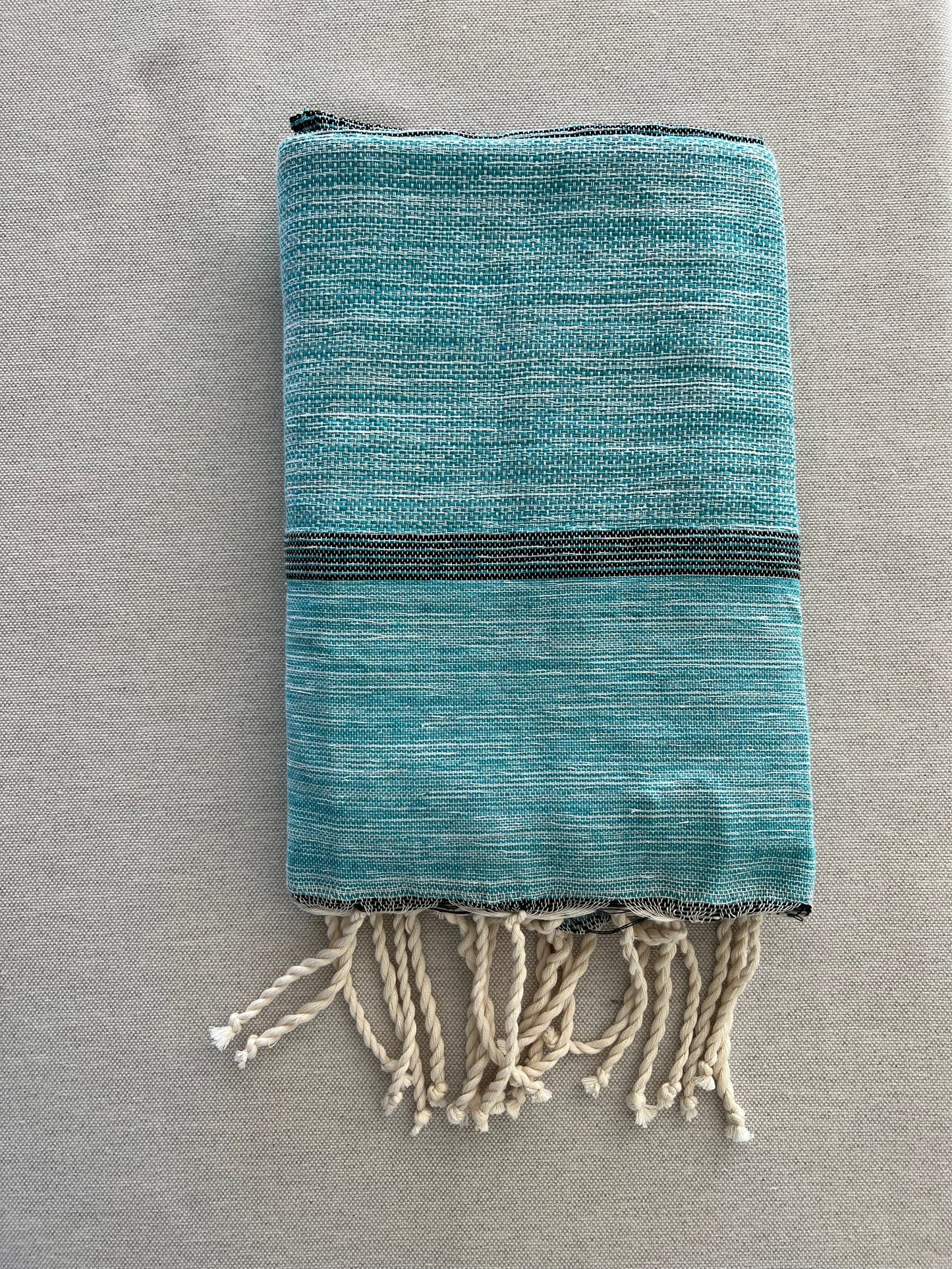 Fouta 100x200 cm Tissage Natté - Bleu Turquoise