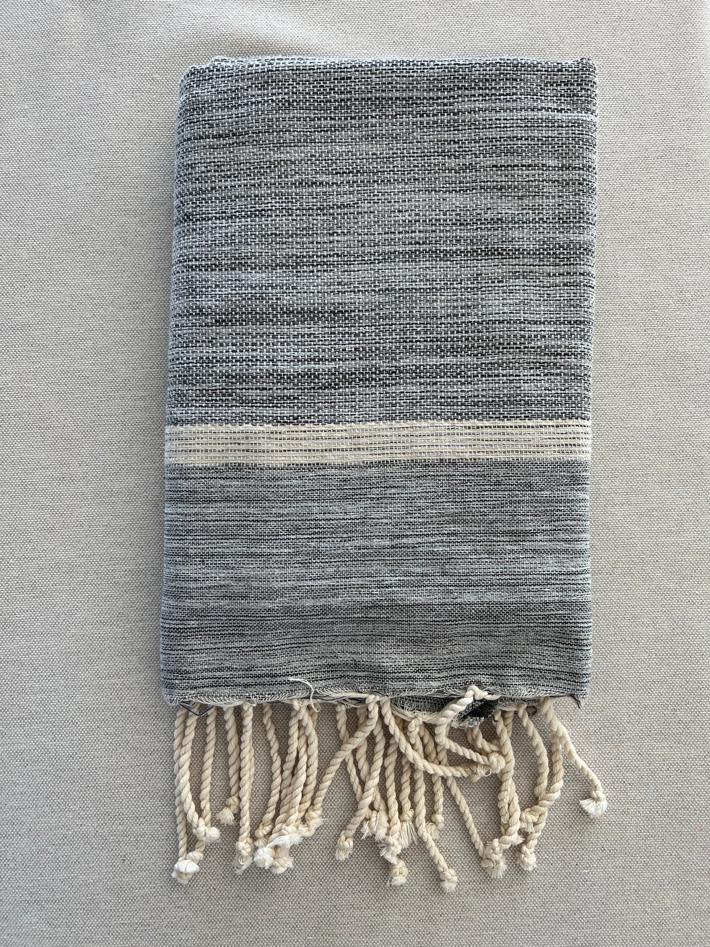 Fouta 100x200 cm Tissage Natté - Gris Clair
