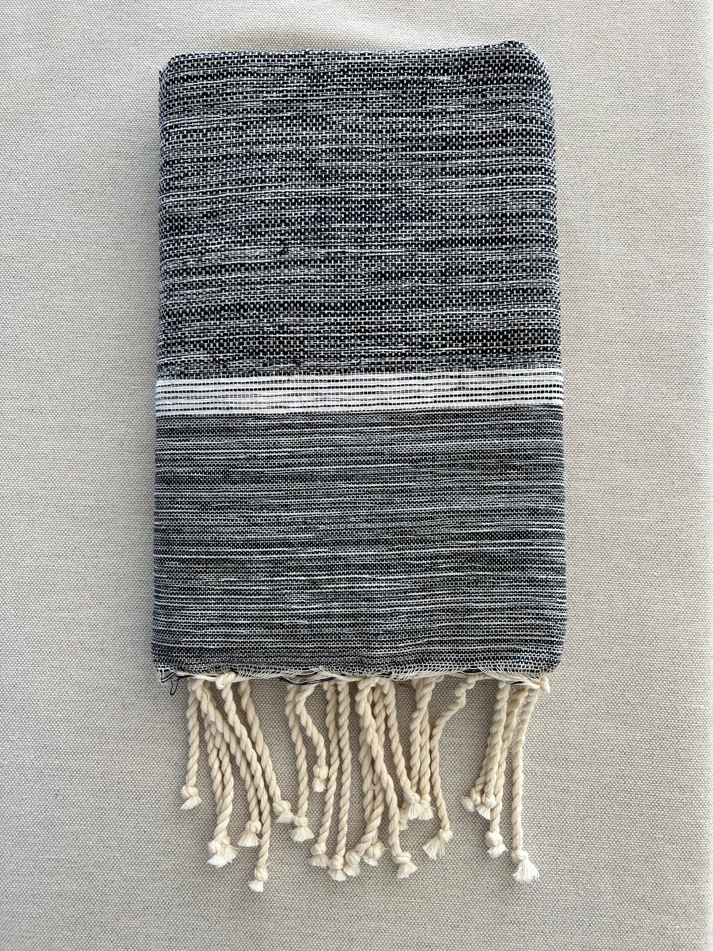 Fouta 100x200 cm Tissage Natté - Gris Foncé