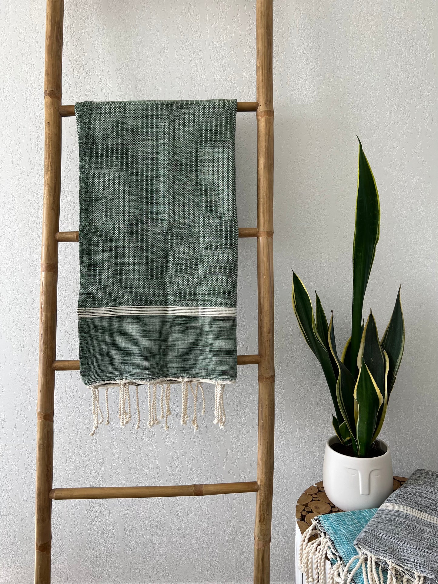 Fouta 100x200 cm Tissage Natté - Vert Kaki