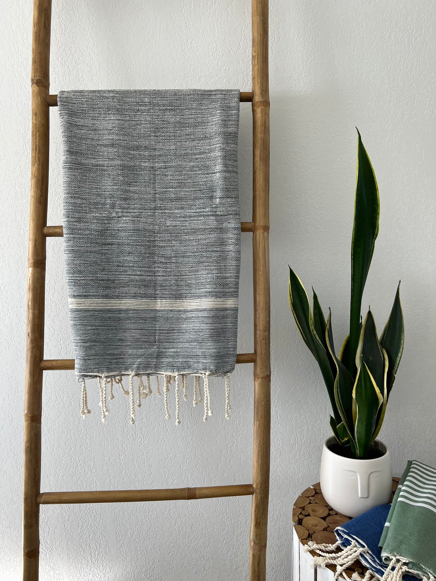 Fouta 100x200 cm Tissage Natté - Gris Clair
