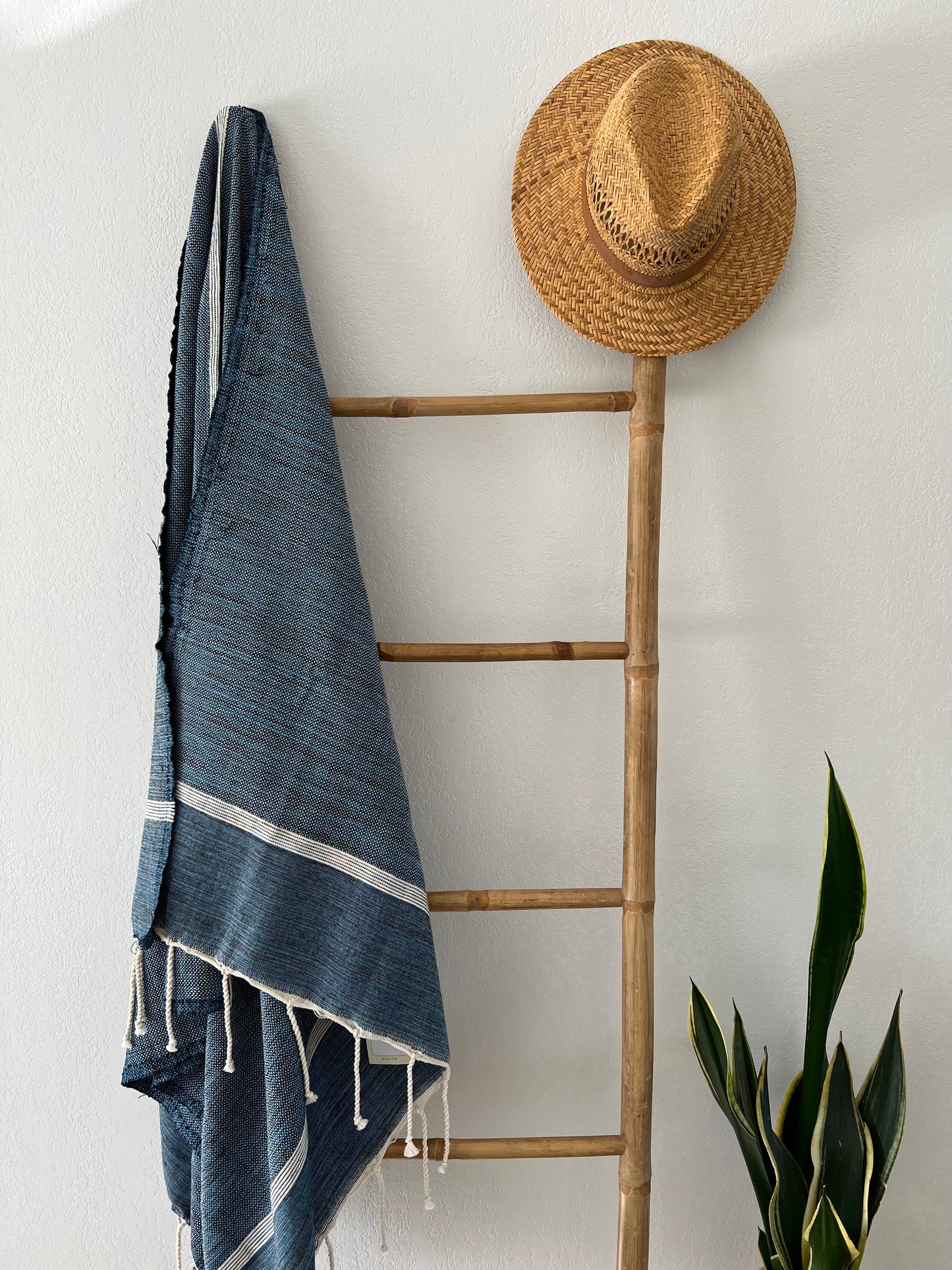 Fouta 100x200 cm Tissage Natté - Bleu Foncé
