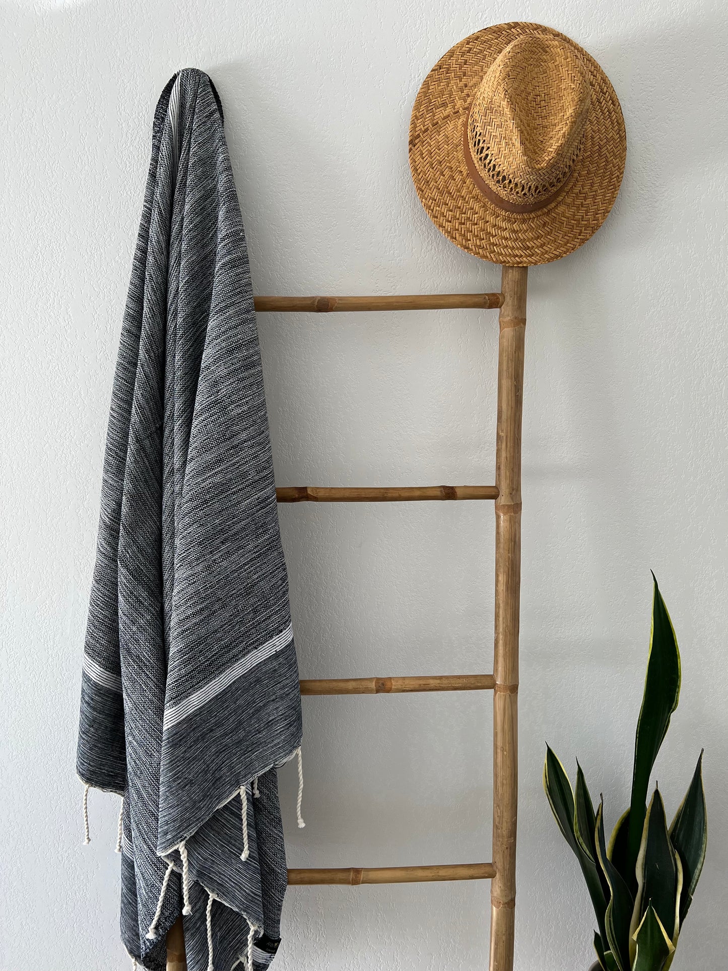 Fouta 100x200 cm Tissage Natté - Gris Foncé