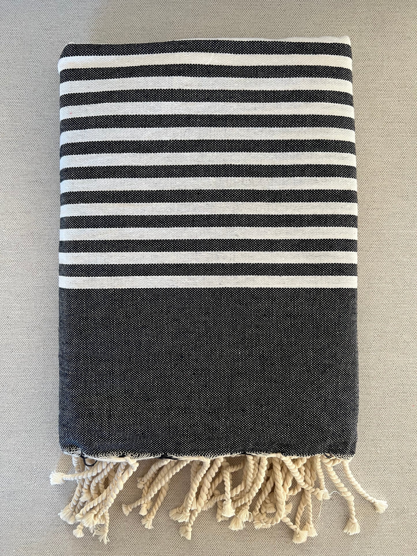 Fouta 200x200 cm Noir/Bleu marine foncé