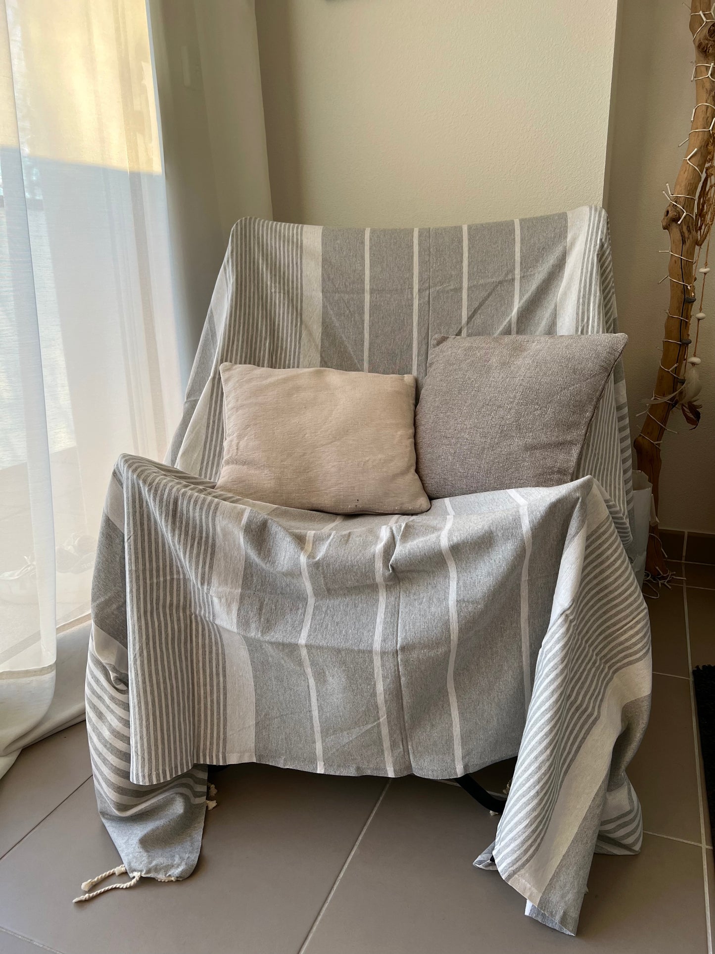 Fouta 200x200 cm Gris Clair
