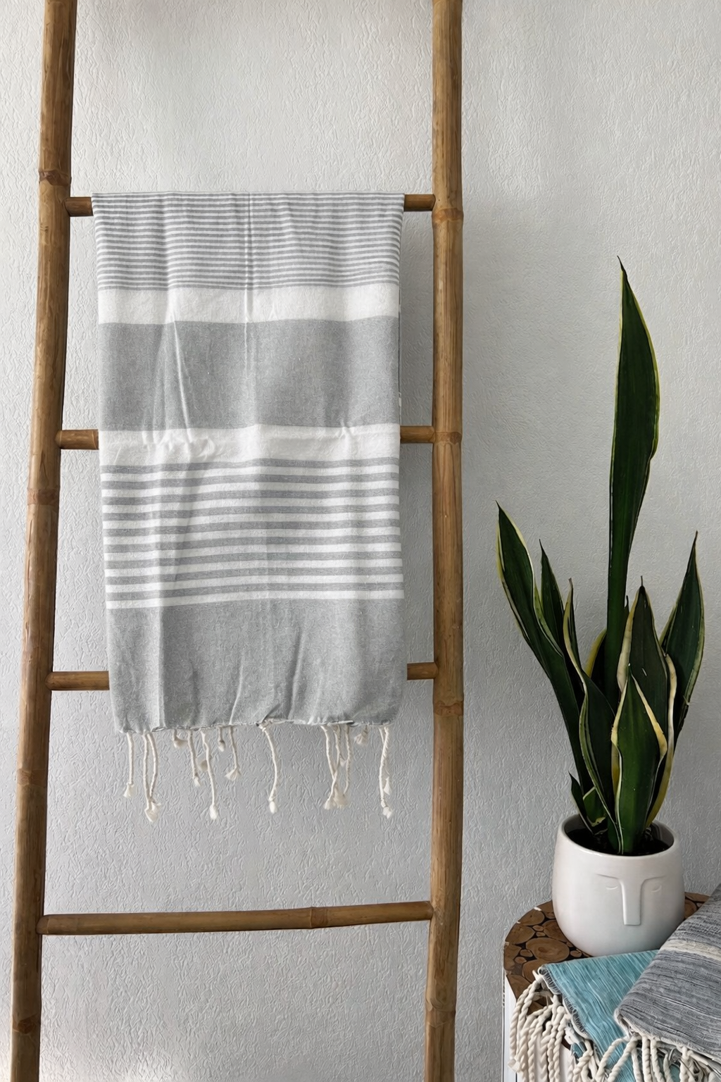 Fouta 100x200cm Tissage plat - gris clair
