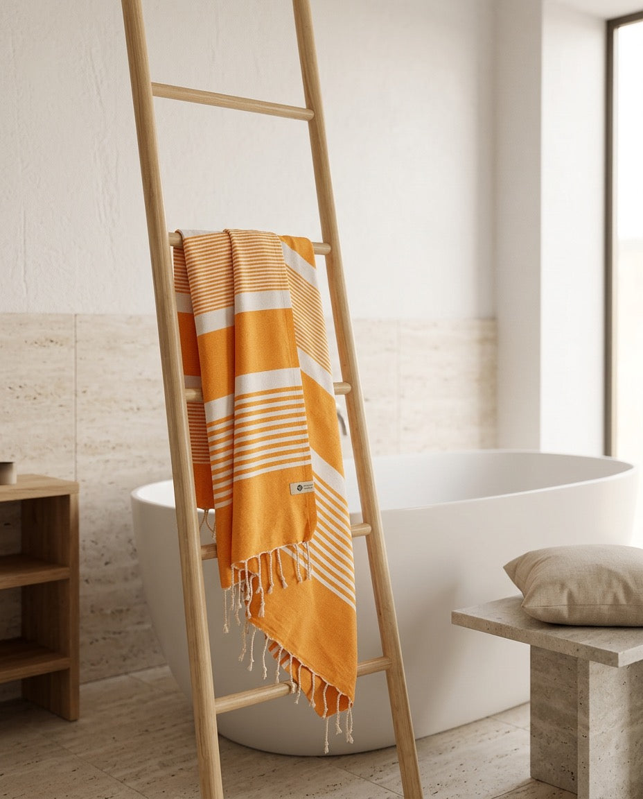Fouta 100x200 cm Tissage plat - Jaune foncé