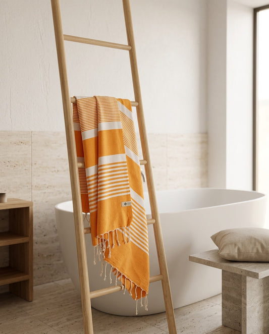 Fouta 100x200 cm Tissage plat - Jaune foncé