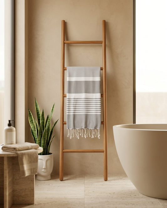Fouta 100x200cm Tissage plat - gris clair