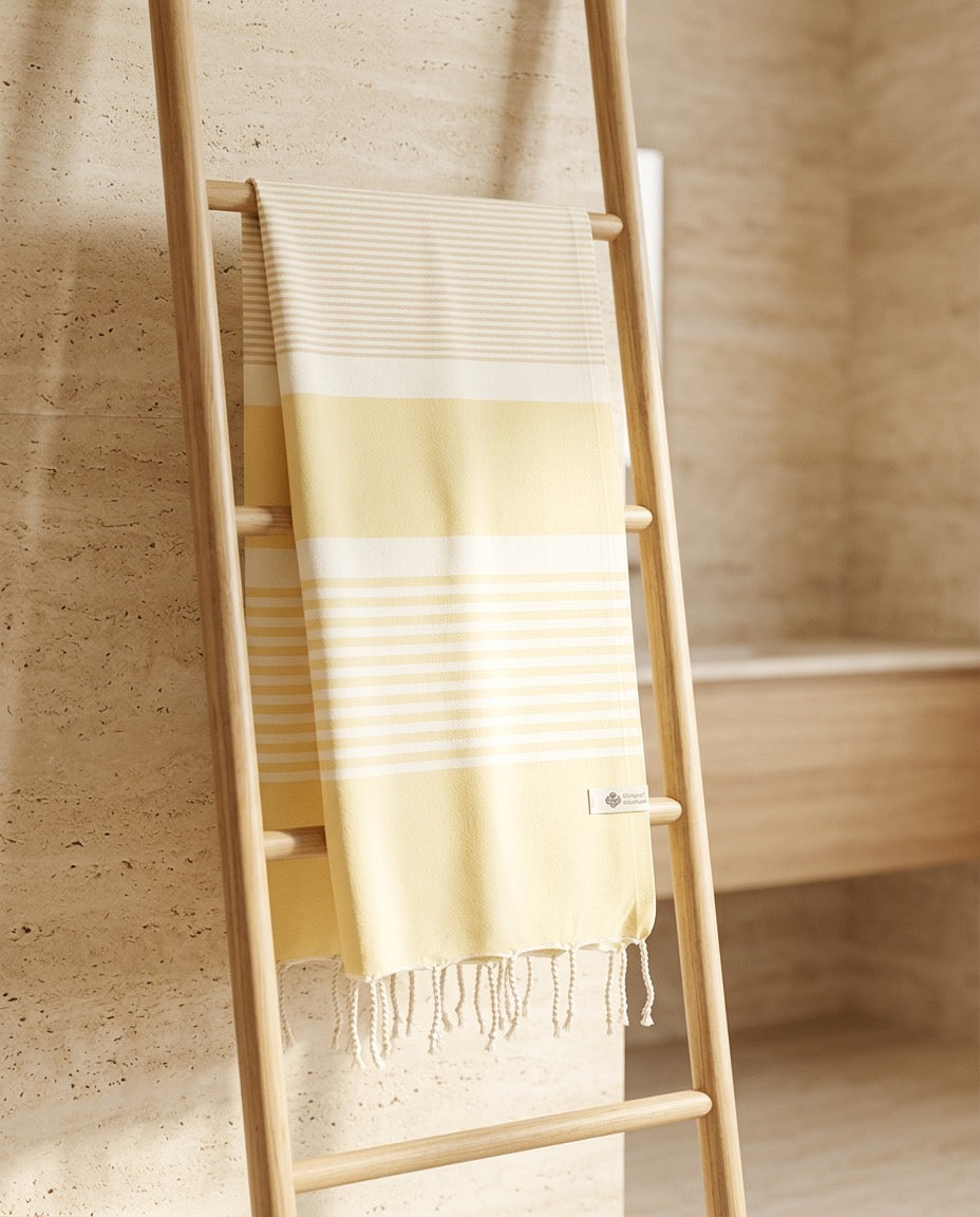 Fouta 100x200 cm Tissage plat - jaune clair