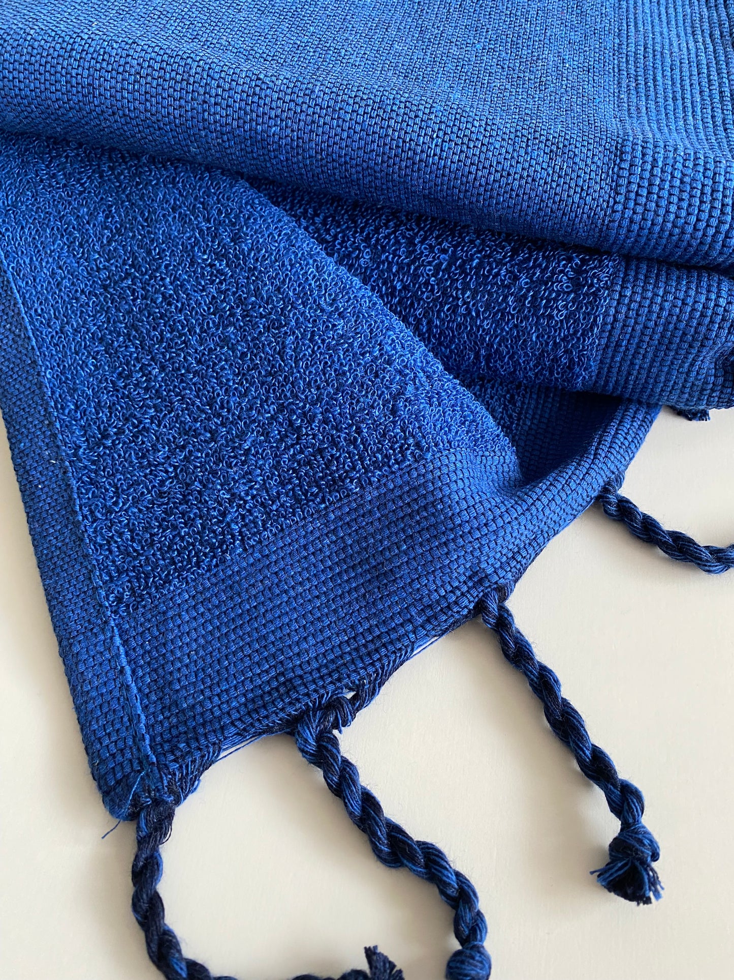 Fouta 100x200 cm Bleu roi - Serviette bain & plage en coton recyclé (doublée éponge)