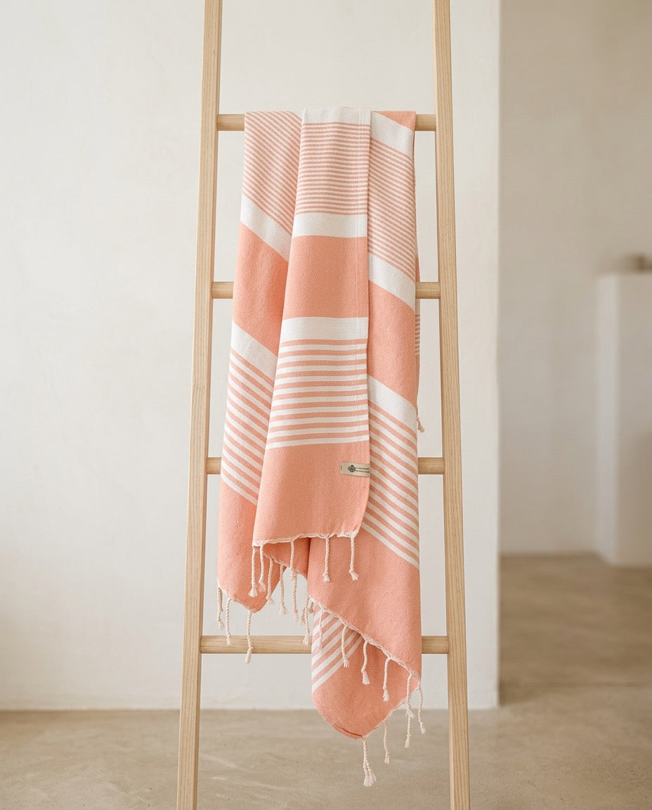 Fouta 100x200cm Tissage plat - Saumon