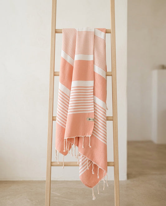 Fouta 100x200cm Tissage plat - Saumon