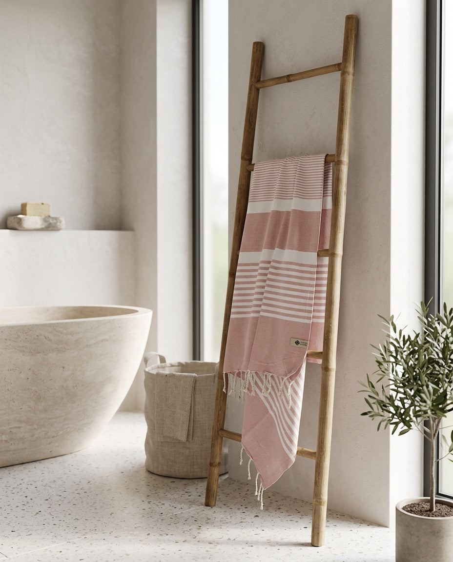 Fouta 100x200 cm Tissage plat - Rose poudré