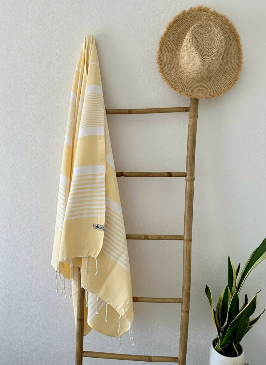 Fouta 100x200 cm Tissage plat - jaune clair