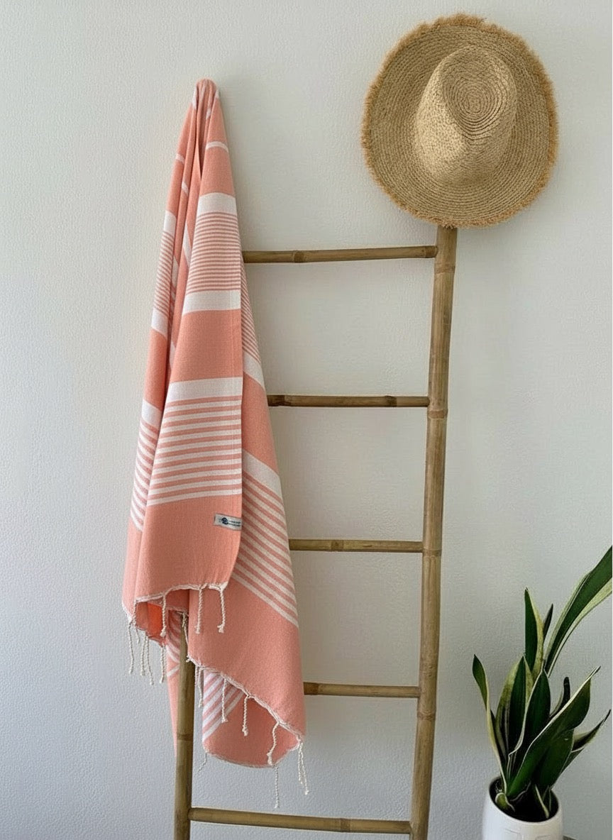 Fouta 100x200cm Tissage plat - Saumon